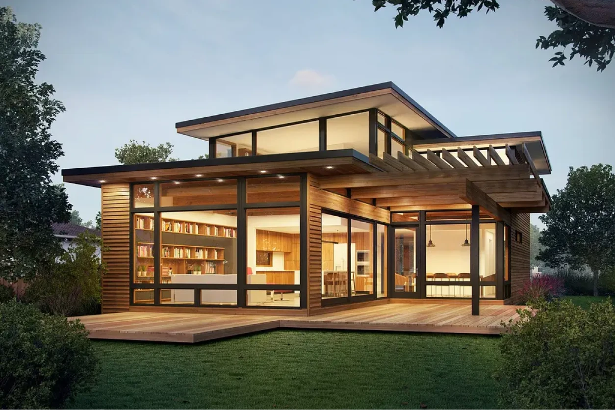 Cluster of prefabricated modular homes with shared utilities